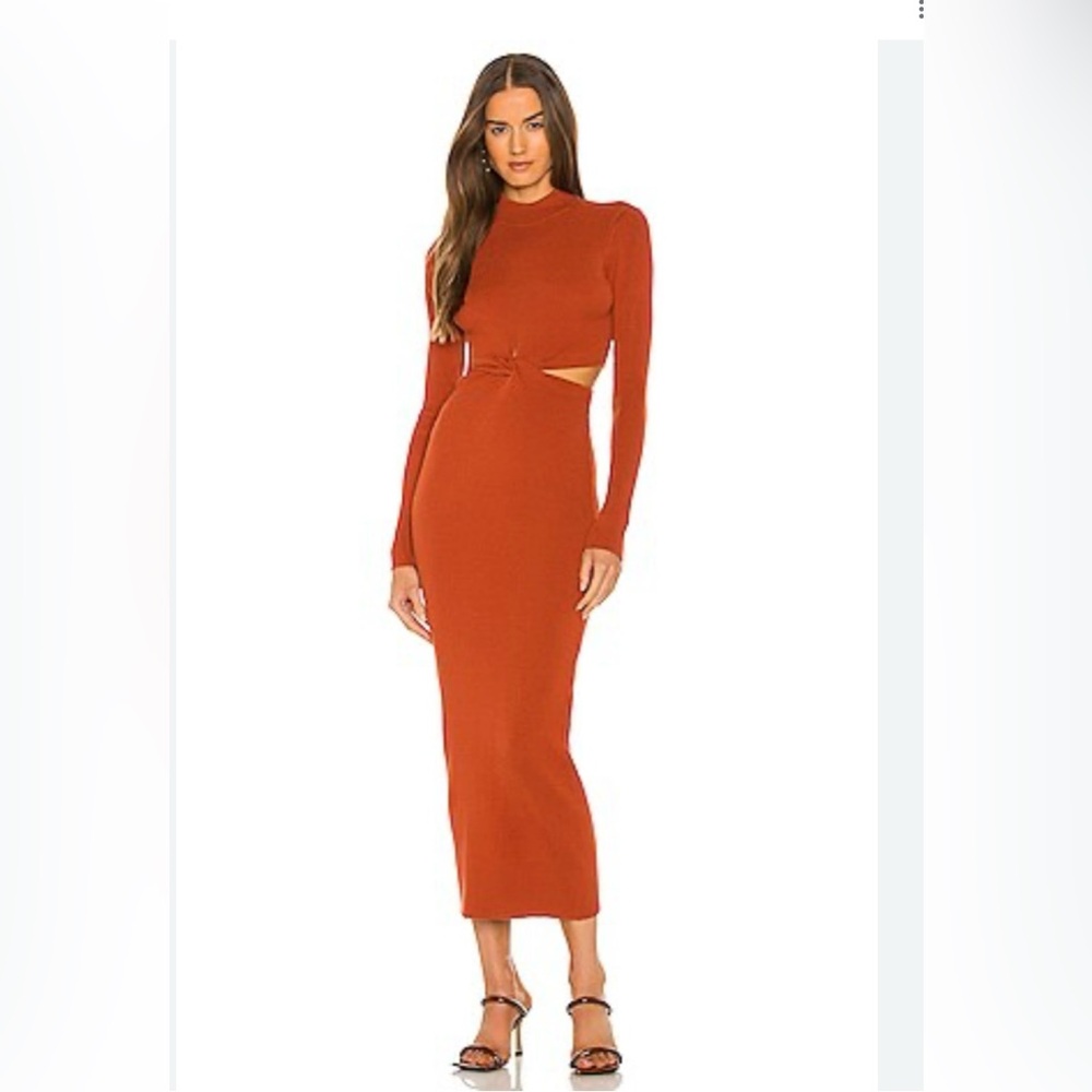 RONNY KOBO  Long Sleeve Bodyform Dress in Clay. Size XS